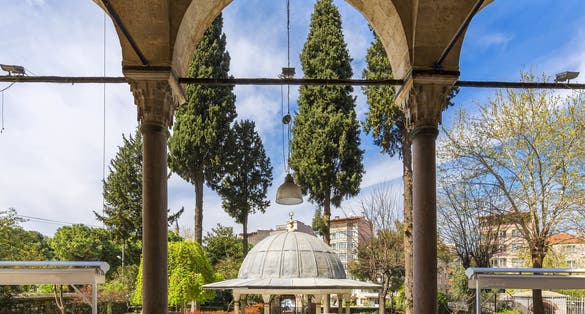 photo of front yard of the Muradiye Mosque in Manisa city, Turkey.