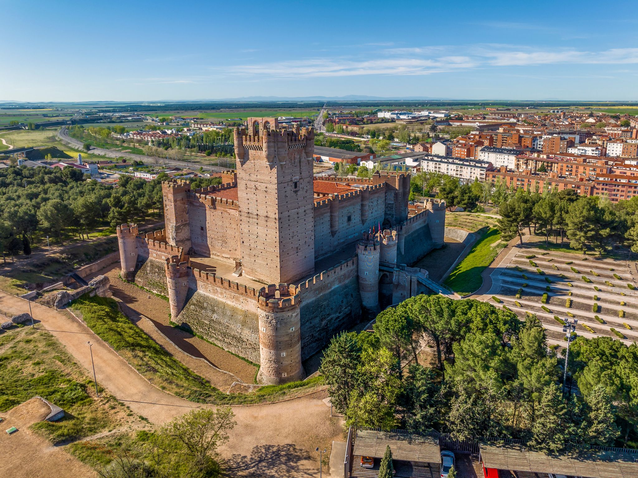 Photo of Side aerial panoramic view The medieval Castle of la Mota in Medina del Campo, Valladolid, Castilla y Leon, Spain.