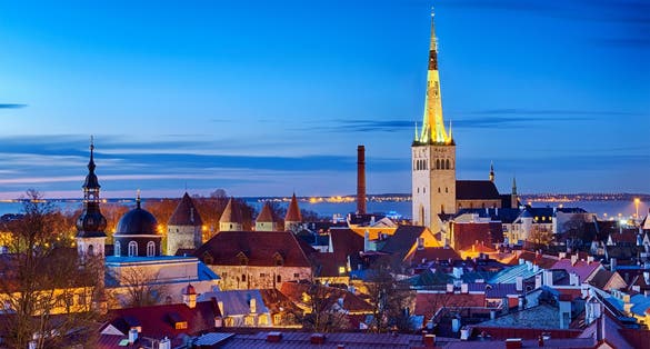 Photo of panoramic view of Tallinn's Old City from the Kohtuotsa viewing platform, Tallinn, Estonia.