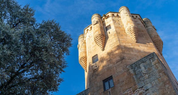 Photo of The historical Clavero Tower built on the fifteenth century in the city of Salamaca in Spain .