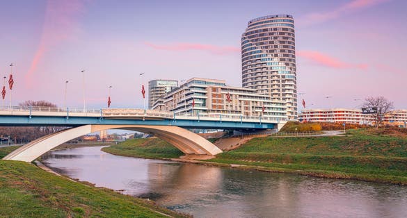 Photo of Wislok River in Rzeszow, Poland.