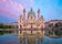 Photo of St. Charles's Church (Karlskirche) in Vienna, Austria at beautiful twilight.