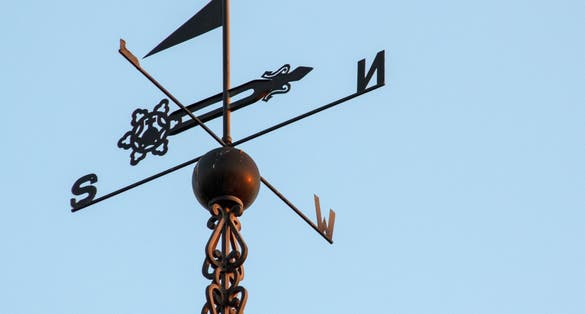 Close up of the wind vane on the Belvedere Tower at Lija, Malta.
