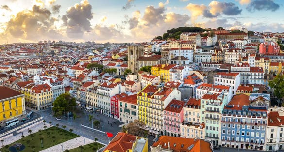 Photo of Lisbon cityscape panorama Alfama Portugal, beautiful European city.