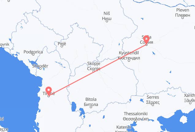 Tirana to Sofia