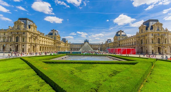 Photo of beautiful summer view of Louvre Museum, one of the world's most important museums, historic monument and parisian landmark, Paris, France.