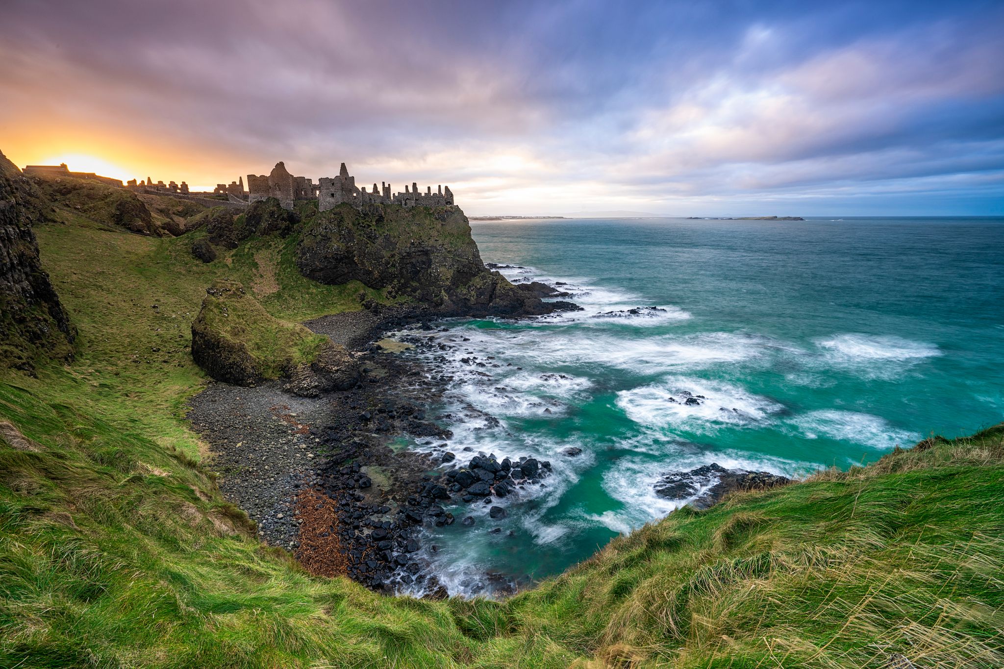 ruins of medieval dunluce castle, north ireland