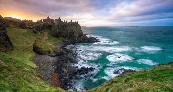 ruins of medieval dunluce castle, north ireland