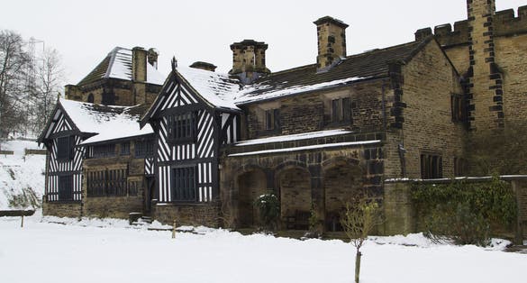 Photo of Shibden Hall at winter, Halifax, West Yorkshire, UK.