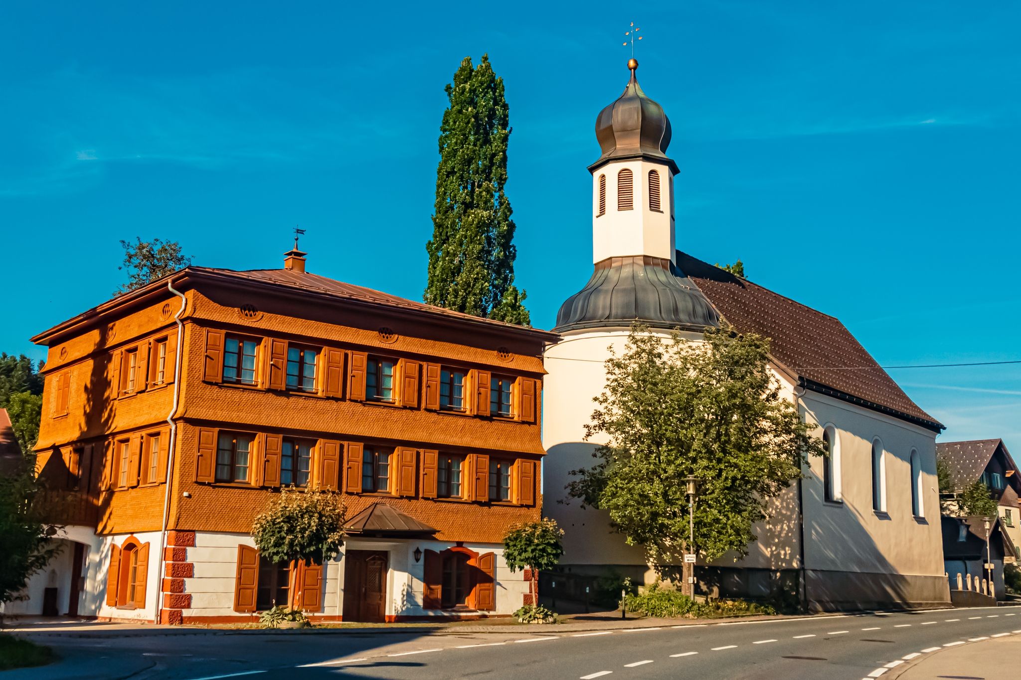 Church on a sunny summer day at Alberschwende, Bregenz, Vorarlberg, Austria