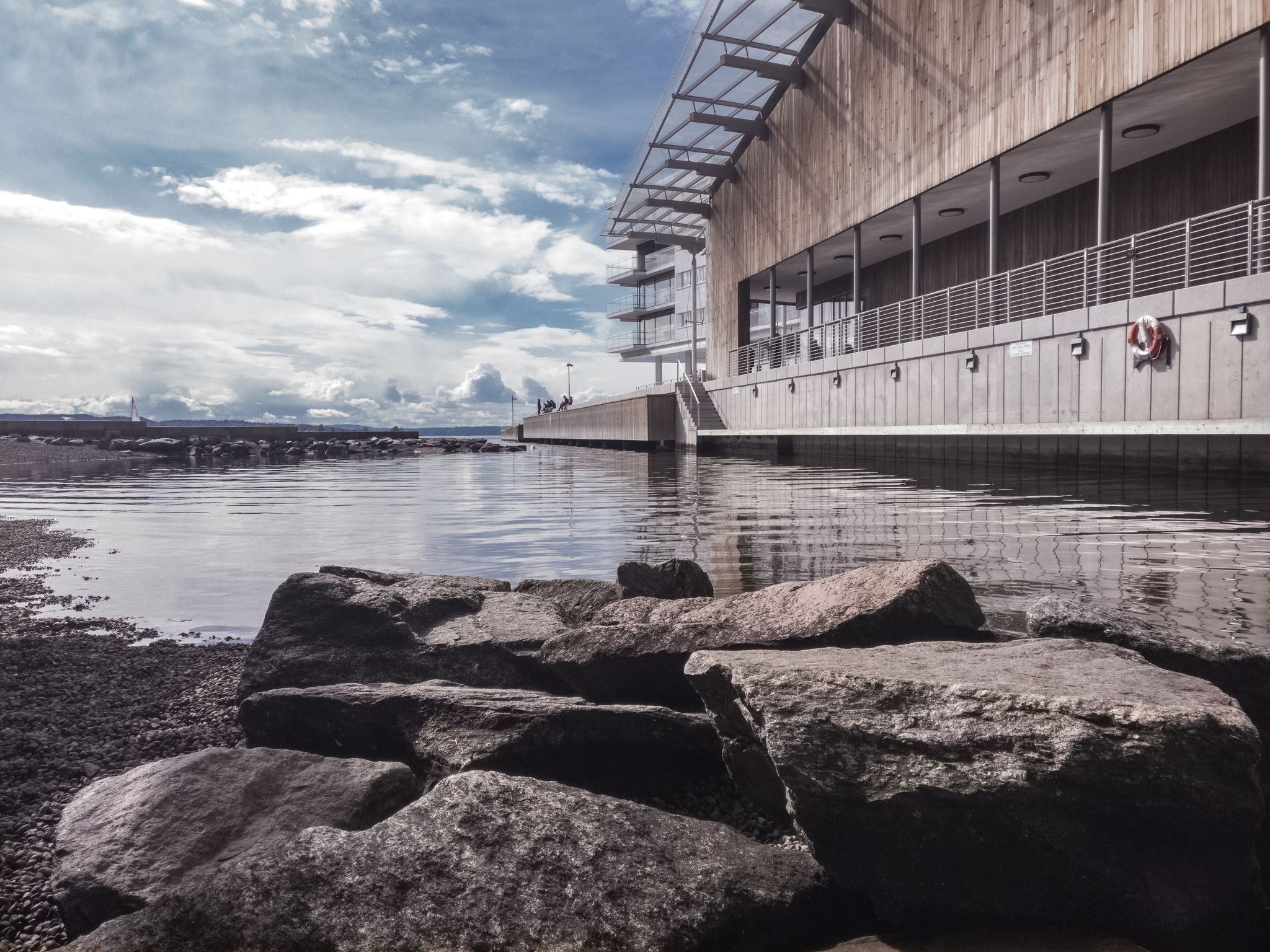 Lateral side view of the Astrup Fearnley Museum of Modern Art in Oslo, Norway