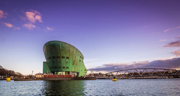 Photo of The Science Center NEMO at beautiful sunset, Amsterdam, North Holland, Netherlands