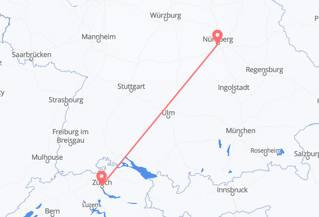 Nürnberg nach Zürich