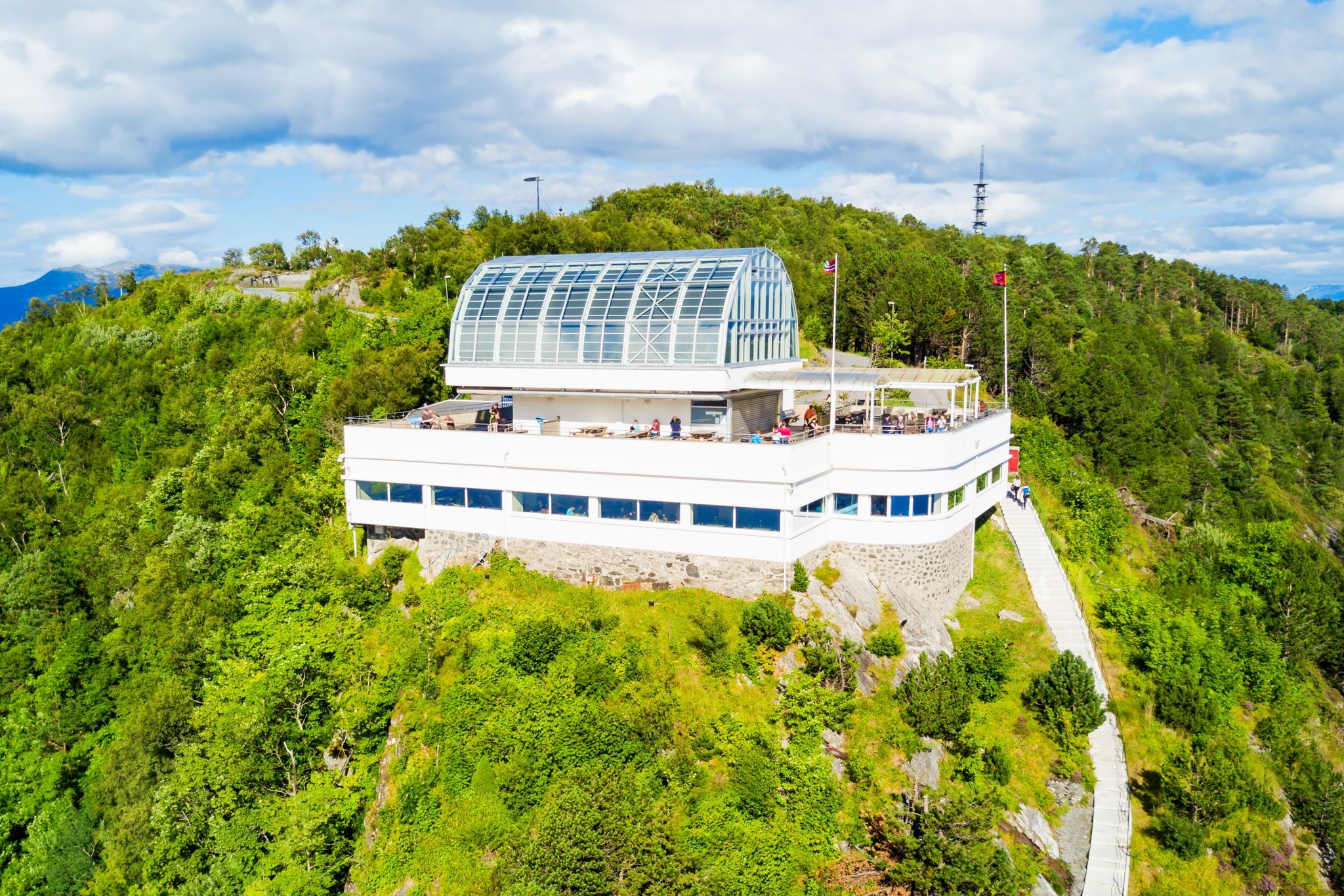 Fjellstua Utsiktspunkt or Fjellstua viewpoint on Mount Aksla in Alesund, Norway
