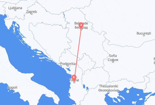 Tirana to Belgrade