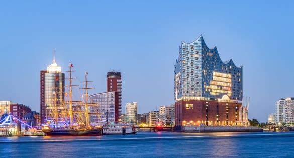 photo of view of Elbphilharmonie concert hall in Hamburg, Germany.