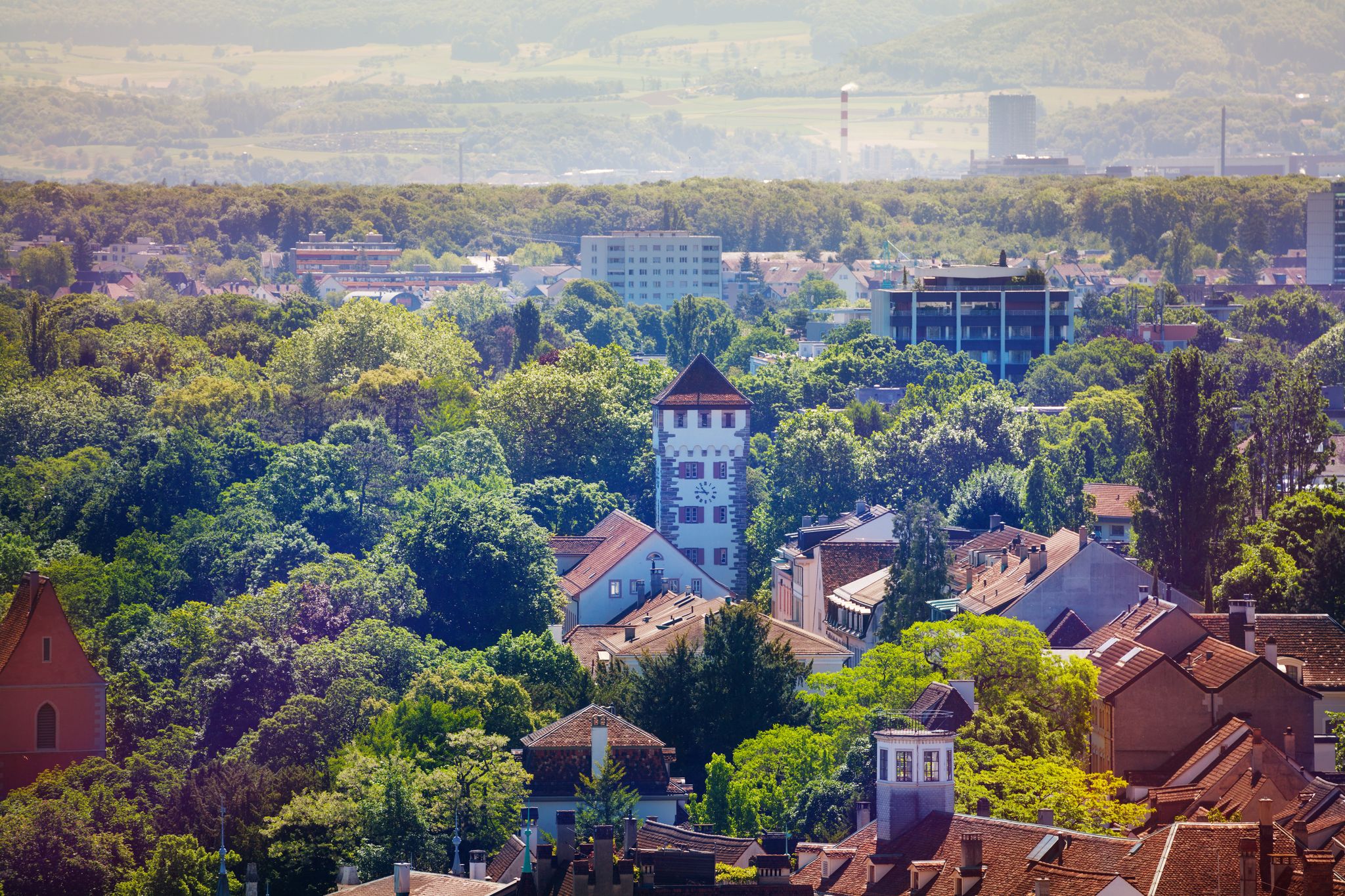 photo of picturesque view of Basel city with St. Alban Gate in Switzerland.