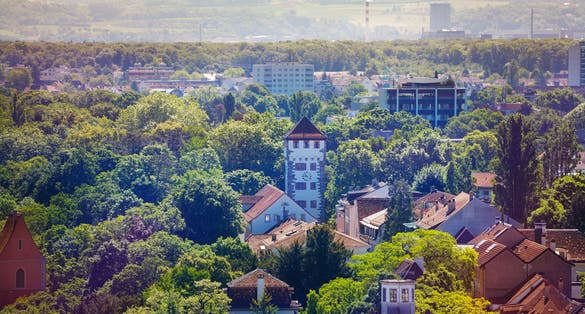 photo of picturesque view of Basel city with St. Alban Gate in Switzerland.