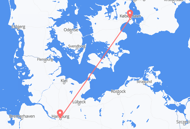 Copenhagen to Hamburg
