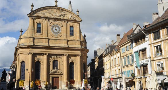 Photo of the old town of Yverdon les Bains on the French part of Switzerland.