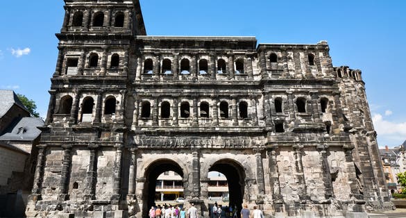 Photo of view on Porta Nigra (antique Roman gate) in Trier, Germany.