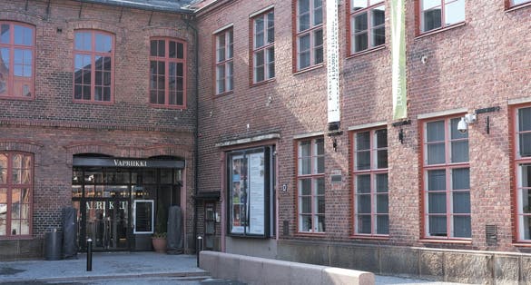 Photo of the view on the building entrance of the Vapriikki museum center, Tampere, Finland.