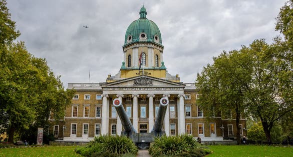 Photo of Cannons at the entrance of the Imperial War Museum in London, England.