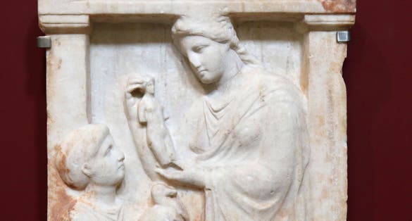 Funerary stele of a young girl.