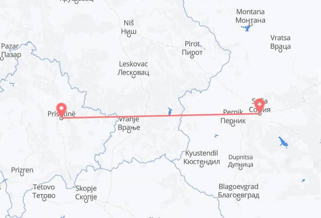Pristina nach Sofia