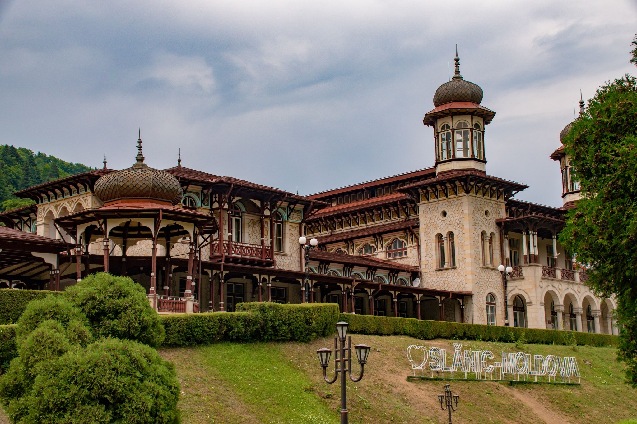 photo of view of Old Castle Casino at Slanic Moldova, Bacau County,Romania.