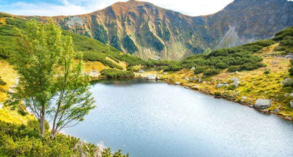 Photo of Rohacske lakes in the Slovakia mountains. Rohacske plesa for the tourists.
