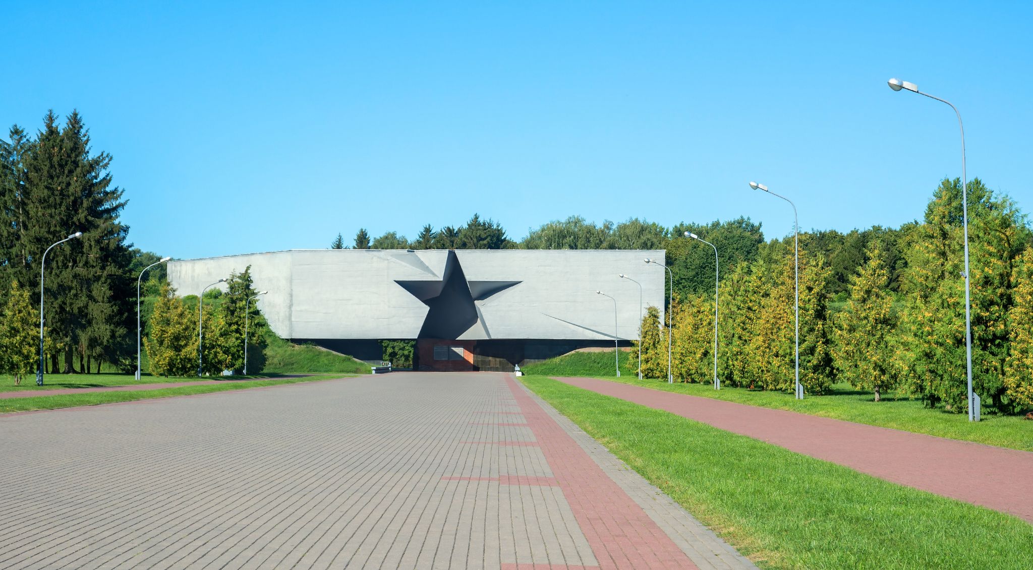 Photo of the main entrance to the memorial complex "Brest Fortress". "Hero Fortress" The central part of the fortress, Belarus.