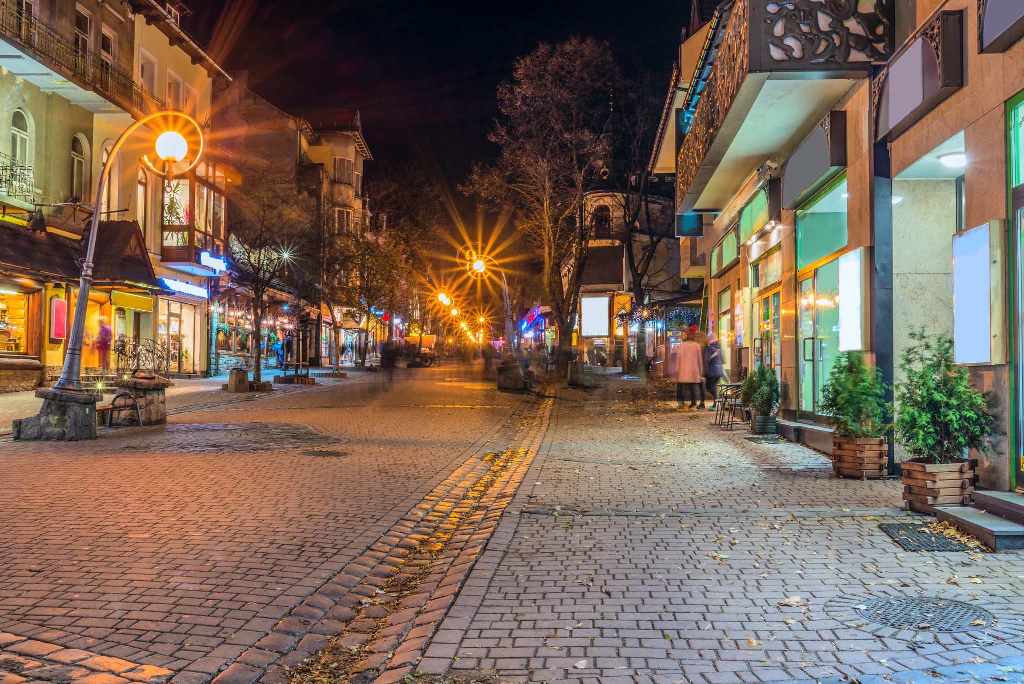 ZAKOPANE, POLAND. Famous Krupowki street in at winter time.
