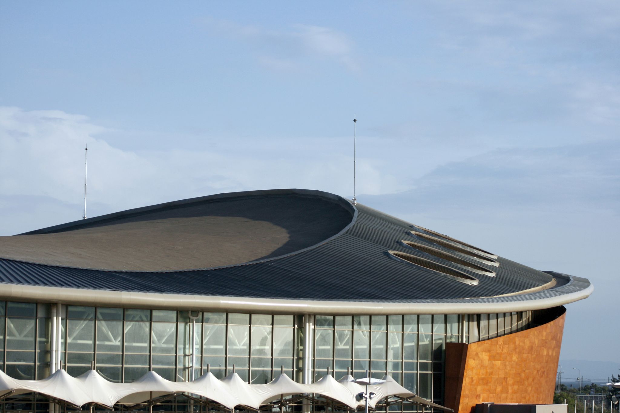 photo of view of architecture details from modern stadium at palaio faliro piraeus athens greece roof, Municipality of Palaio Faliro, Greece.