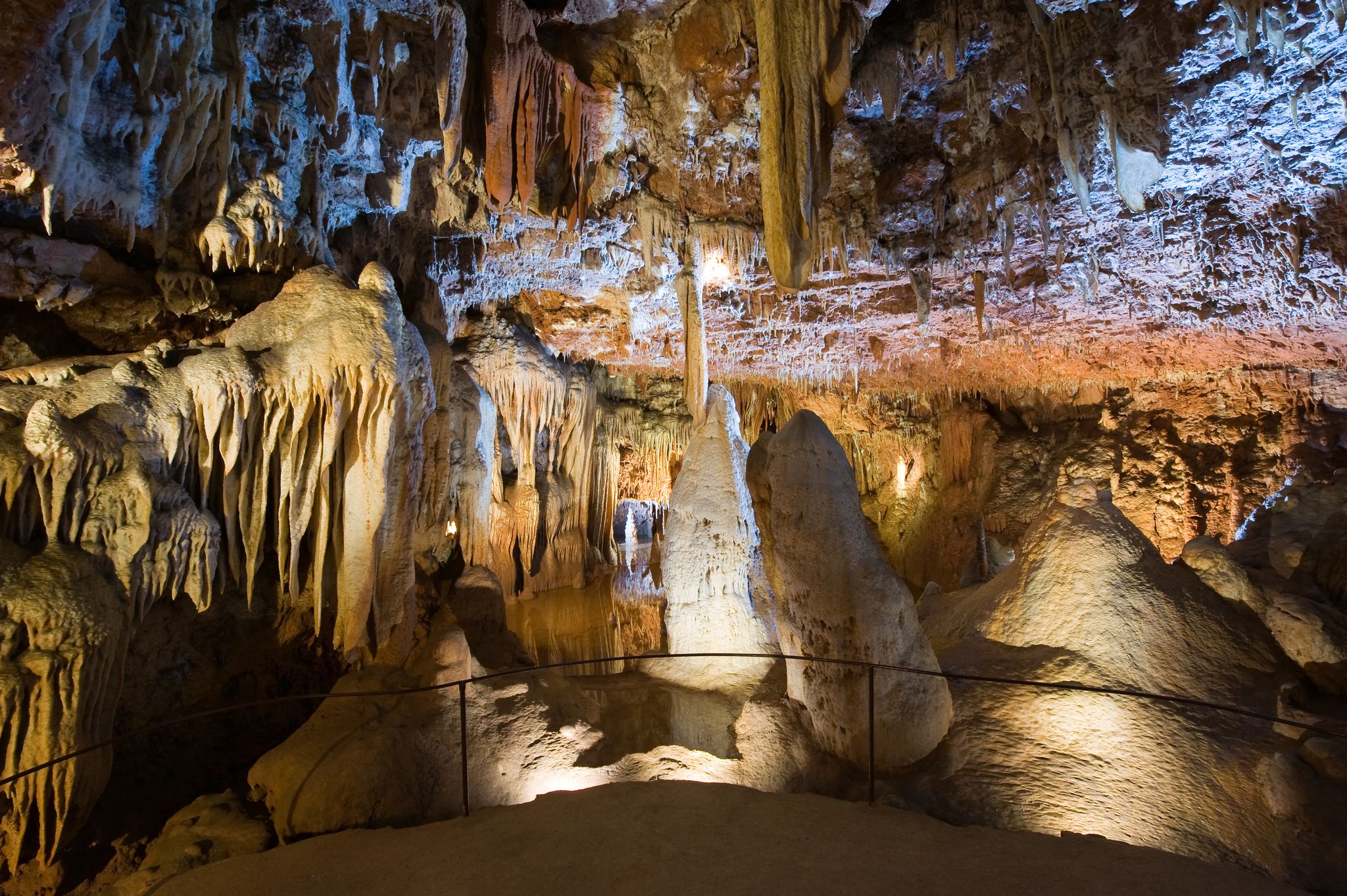 Photo of Stalagmites and stalactites inside the cave of Baradine near the city of Porec in Croatia.
