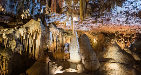 Photo of Stalagmites and stalactites inside the cave of Baradine near the city of Porec in Croatia.