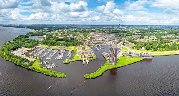 Aerial panorama from the city Almere in the Netherlands