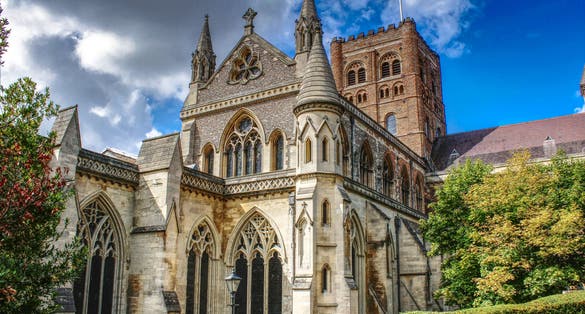 Photo of Cathedral and Abbey Church of Saint Alban in St. Albans, UK.