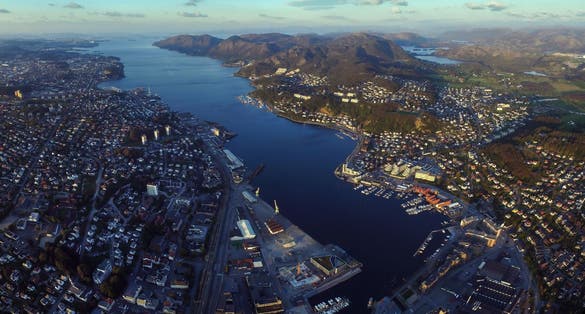 Photo of aerial view of Sandnes, Norway.