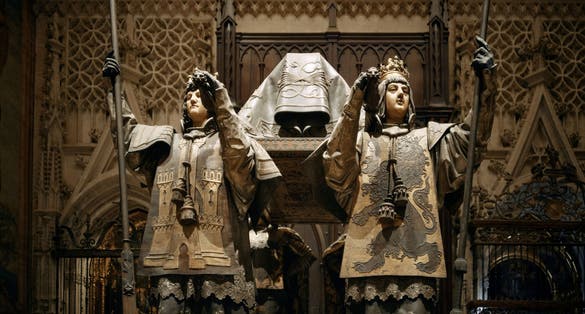 Photo of The tomb of Christopher Columbus in the Cathedral of Saint Mary of the See or Seville Cathedral.