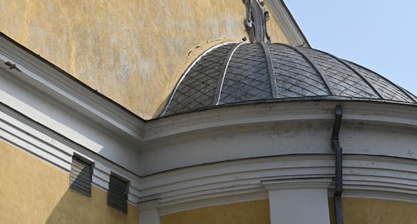 Lithuania, Panevėžys, Catholic Cathedral, fragment of the facade.