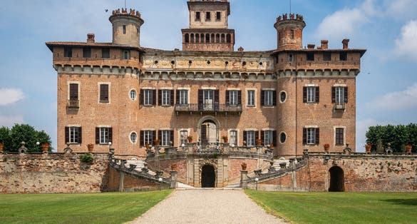 View of Chignolo Po castle, one of the most famous castles in Lombardy region, Pavia province, Italy