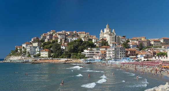 the beautiful Ligurian town of Porto Maurizio,Imperia during summer