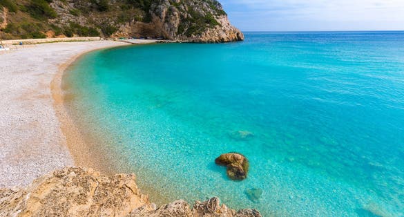 Photo of Javea La Granadella beach in Xabia Alicante Mediterranean Spain.