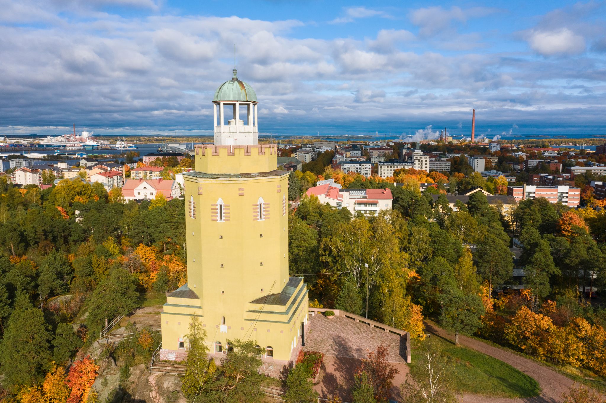 Kotka. Finland. Haukkavuori Lookout Tower. Bird's-eye view.