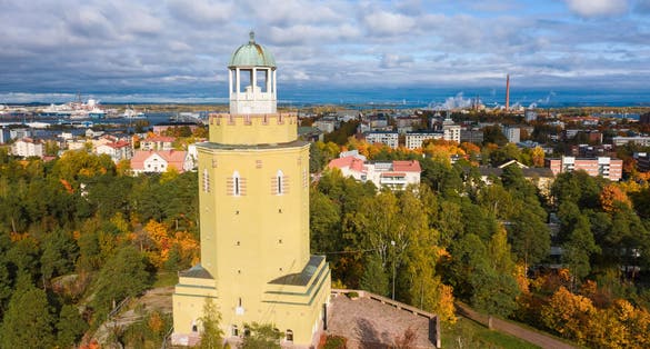 Kotka. Finland. Haukkavuori Lookout Tower. Bird's-eye view.
