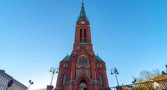 The beautiful trinity church in the city of Arendal, Norway.