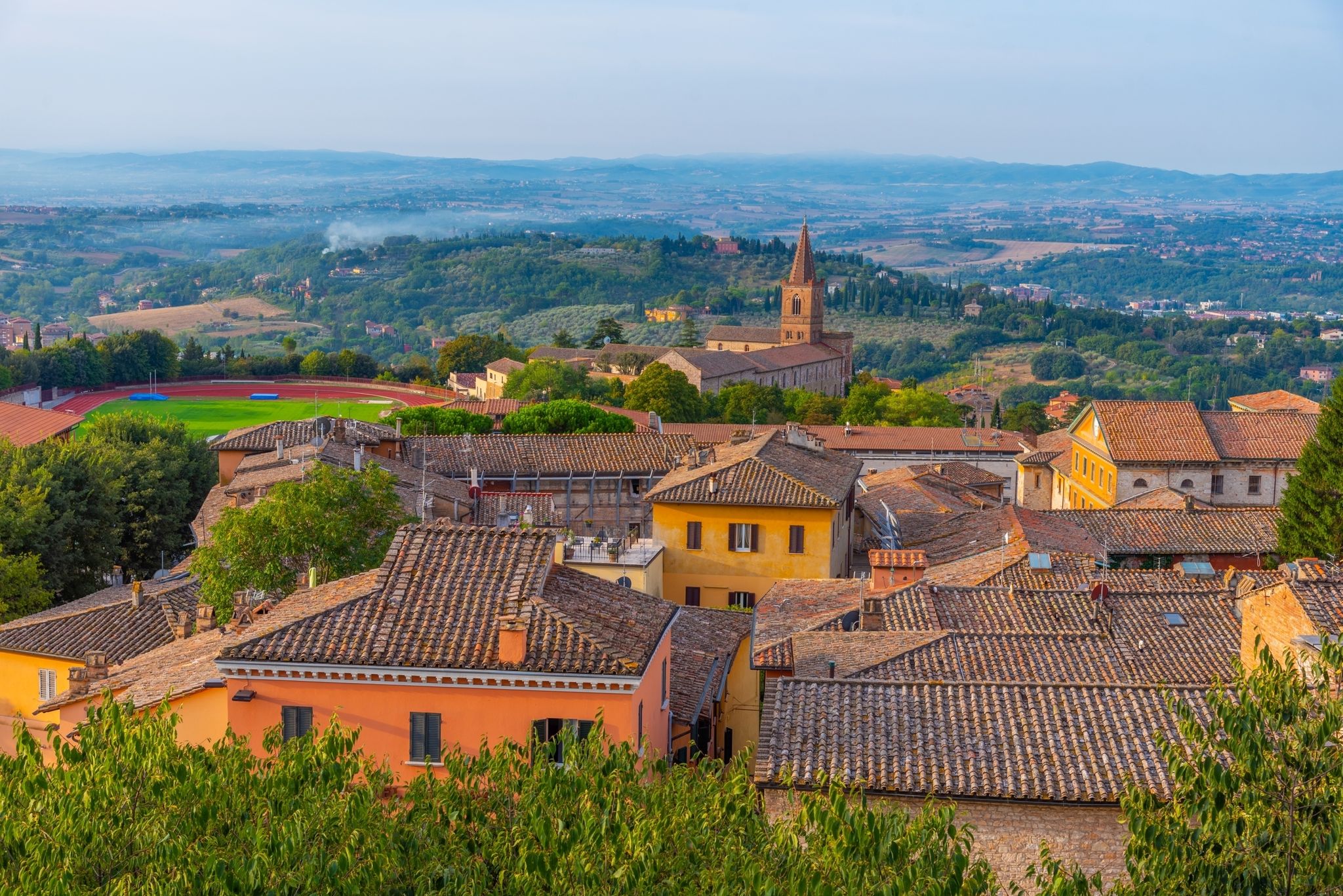 photo of Aerial view of Perugia from Rocca Paolina, Italy.,Perugia Italy.