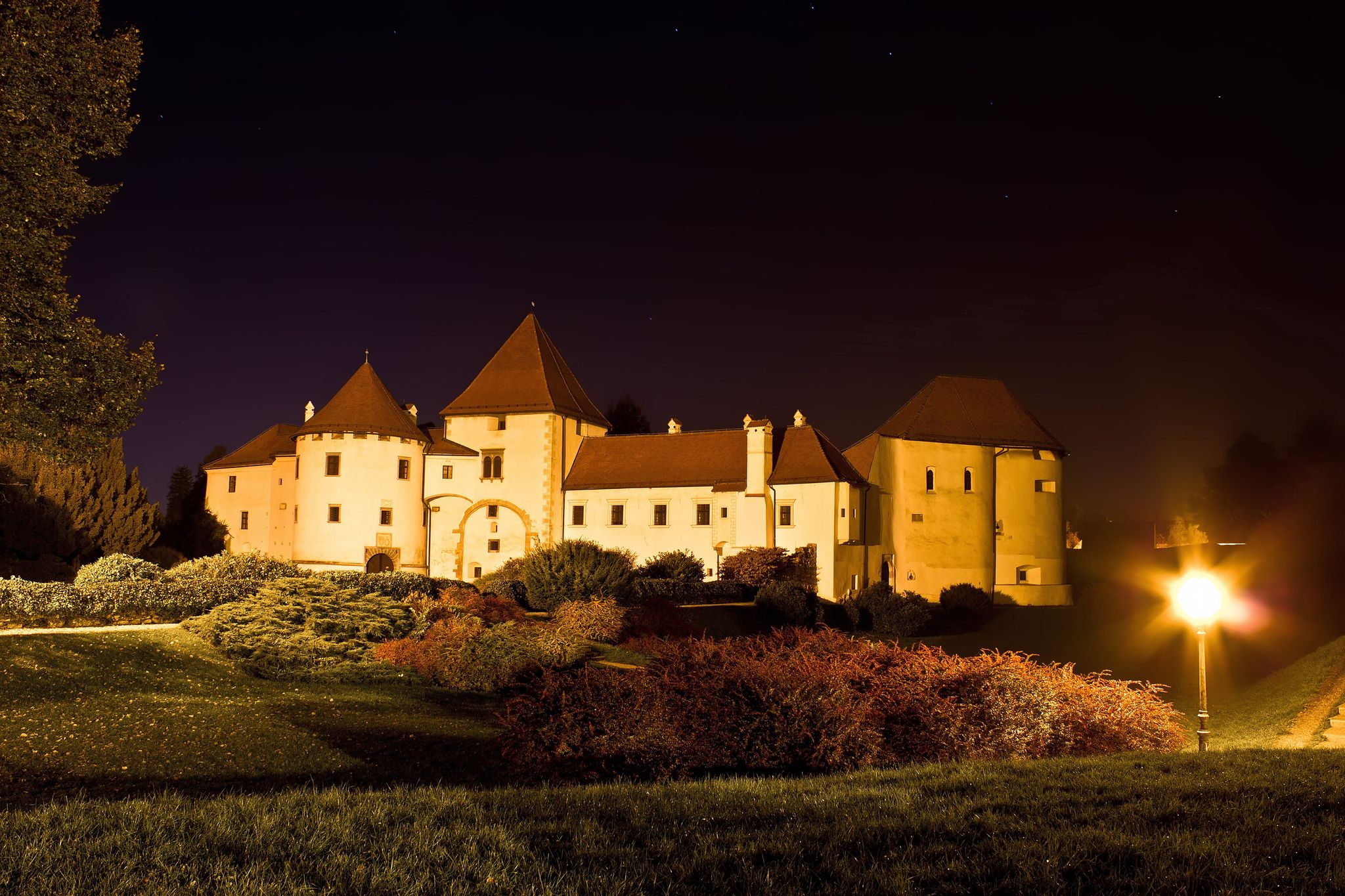 Varazdin, Croatia - Baroque town of Varazdin old citadel night view, Croatia,  Varazdin is famous tourist destination in northwestern part of Croatia.