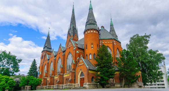Photo of the Neo-Gothic redbrick Michaels Church in Turku, Finland.